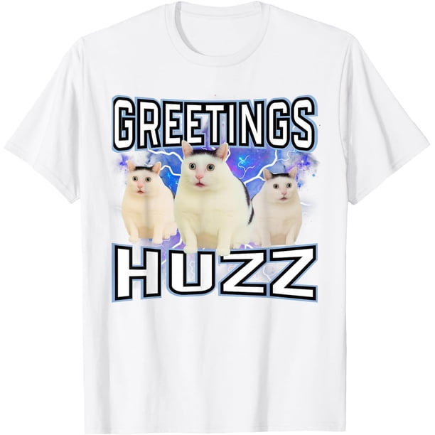 Greetings Huzz Funny Silly Cat Meme, camiseta Alpha Slang