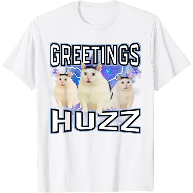 Greetings Huzz Funny Silly Cat Meme, camiseta Alpha Slang