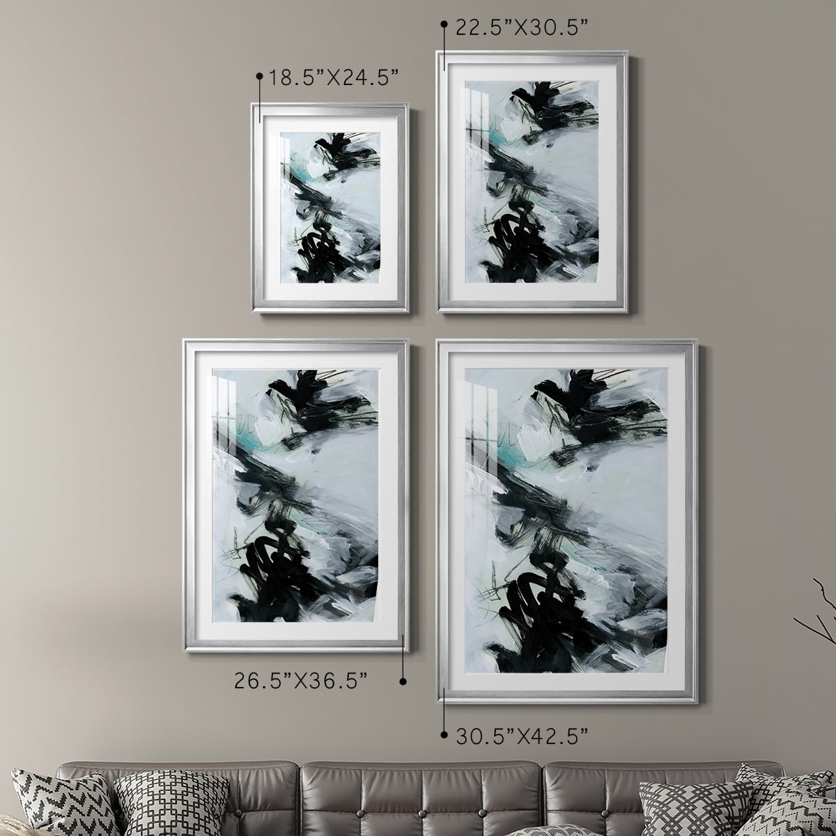 Wexford Home Ocean Current I Premium Framed Print, 30.5" x 42.5" - Ready to Hang, Silver (Set of 2)