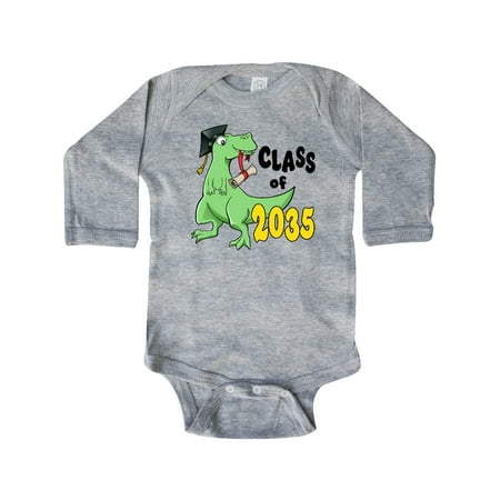 

Inktastic Class of 2035 green dinosaur with cap and diploma Gift Baby Boy or Baby Girl Long Sleeve Bodysuit