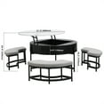 thumbnail image 2 of Harper & Bright Designs Round Lift-Top Coffee Table with Ottomans and Storage, Gold Center Table Set with Stools Underneath for Living Room, White & Black, 2 of 20
