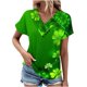 thumbnail image 2 of Fiudx Ofertas Del Día Top de Primavera/Verano de Manga Corta Informal con Cuello En V Estampado Del Día de San Patricio para Mujer, 2 of 5