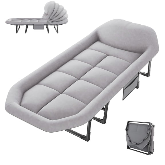 CONCETTA 71 Inch Camping Cot Extra Wide, Heavy-Duty Oxford Fabric, Portable Folding Sleeping Bed, Gray