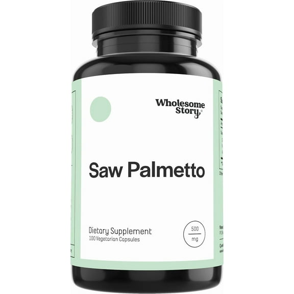 Wholesome Story Saw Palmetto Supplement for Hormonal Balance, Urinary Health, & Hair Growth, 100 Ct