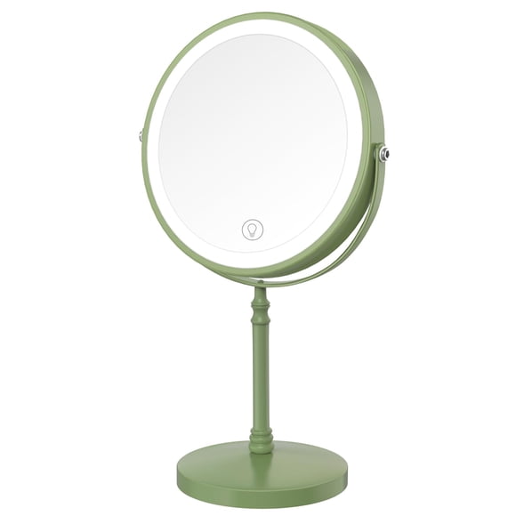 Espejo de maquillaje DEIOVWXS de 8" de doble cara 1X/10X con LED