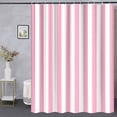 thumbnail image 3 of Pink White Striped Shower Curtain Vertical Stripe Geometric Modern Farmhouse Chic Style Bathroom Decor Fabric Curtains with Hook, 3 of 6
