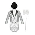 thumbnail image 1 of dPois Ensemble de Luxe pour Garçons Magicien 4 Pcs Smoking Ajusté Queue-de-Pie à Paillettes avec Accessoires Argent 8, 1 of 5