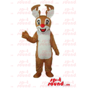 Brown Girl Reindeer Animal Plush SPOTSOUND Mascot With A White Belly - Animal mascots of the forest
