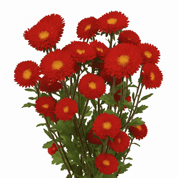 GlobalRose 18 Bunches of Fresh Cut Red Aster Matsumoto Flowers - Fresh Flowers For Birthdays, Weddings or Anniversary.