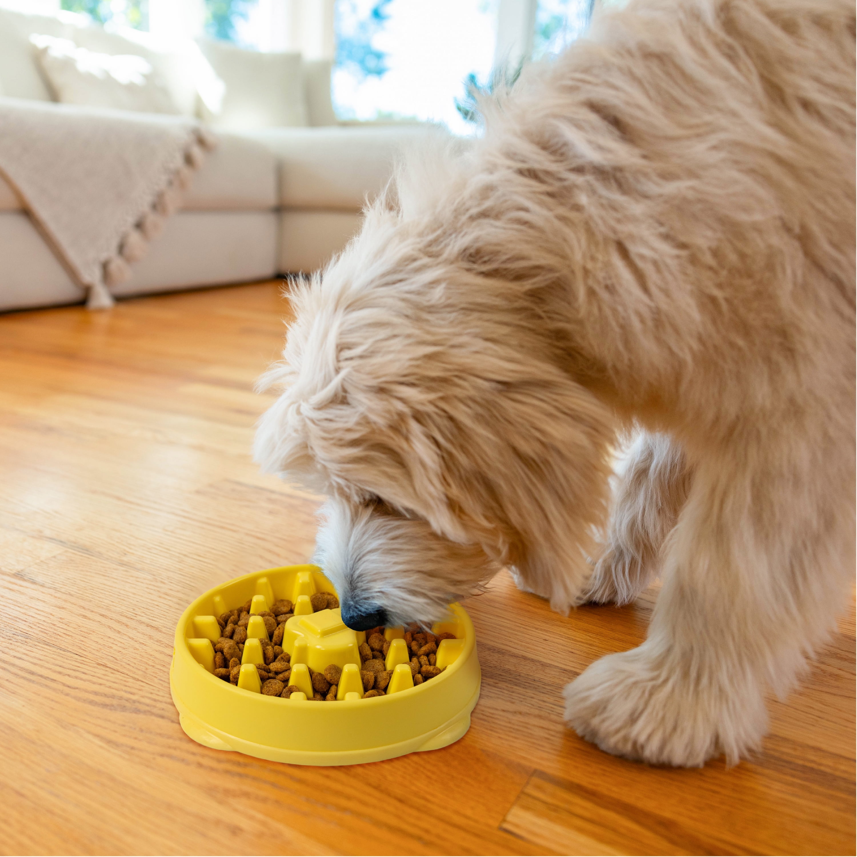 Outward Hound Fun Feeder Slo Bowl Waffle, Medium, Yellow