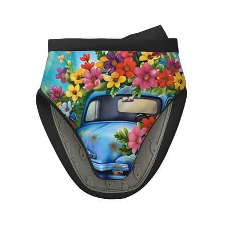

Tebeau Floral Truck Welcome Print Short Oven Mitts Heat Resistant Silicone Kitchen Mini Oven Mitts Non-Slip Grip Surfaces and Hanging Loop Gloves