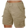 thumbnail image 1 of Women's Causal Shorts Cargo Solid Color Mini High Waist Summer Beach Button with Pockets Short Pants for Ladies, 1 of 4