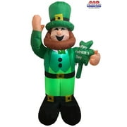 6' Air Blown Inflatable St. Patrick's Day Leprechaun Holding Shamrock Yard Decoration