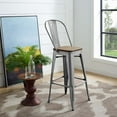 thumbnail image 5 of Industrial Country Cottage Farm Beach House Bar Pub and Dining Kitchen Bar Side Stool Chair, Metal Steel Wood, Silver, 5 of 5