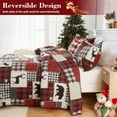 thumbnail image 6 of Studyset Black Red Christmas Quilt Set Queen Size, Reversible Printed 3 Pieces Quilts Coverlet Bed Set Holiday Decorative Bedding, Soft Microfiber Fabric, 1 Quilt and 2 Pillow Shams, 6 of 9