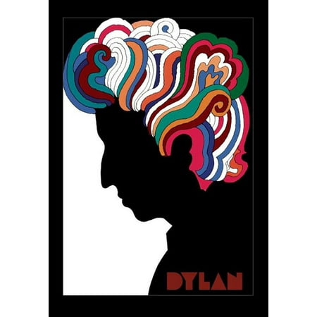 BUY ART FOR LESS Officially Licensed Bob Dylan Hair Silhouette 24 x 36 Inch Framed Art Poster - Sturdy Engineered Wood Frame with Plexi Glass - Ready To Hang