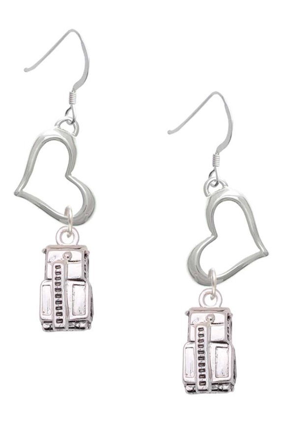 Silvertone 3-D Fire Engine - Open Heart French Earrings