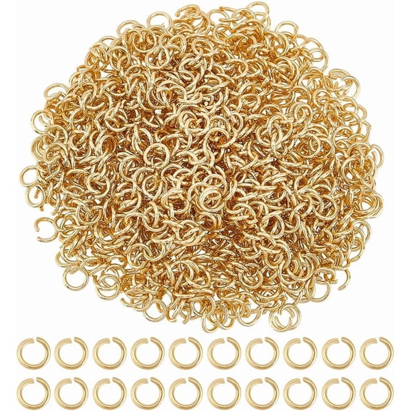 1000Pcs 5mm 18K Gold Open Jump Rings Stainless Steel Jump Rings Bulk Connecting Metal Jewelry Connectors for Jewelry Making Necklace Bracelet Earrings Repair