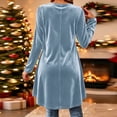 thumbnail image 6 of Karymi Solid Velvet Tunic Womens Tops, Crew Neck Half Button Long Sleeve Loose A-line Hem Pullover, 6 of 7
