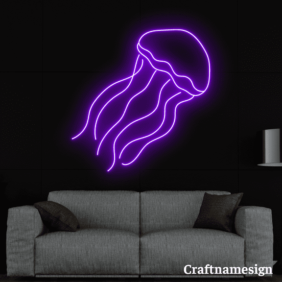 Craftnamesign Jellyfish LED Light Neon Sign for Bedroom Aquarium Wall Art