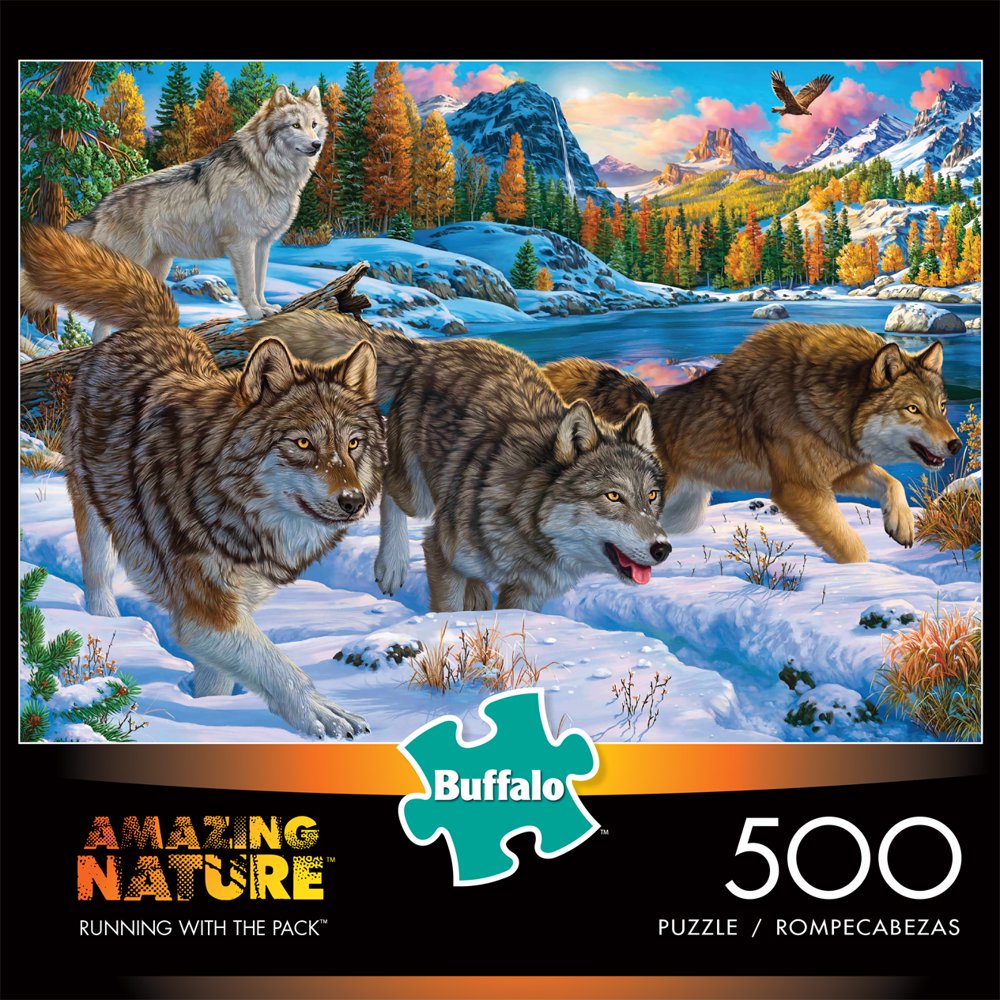 Buffalo Games Amazing Nature Running With The Pack 500 Pieces Jigsaw