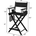 thumbnail image 6 of Omysalon Upgraded 24" Height Tall Director Chair Folding Artist Makeup with Replacement Cover Canvas, Storage Side Bags, Portable Footrest, Support 250 lbs,Solid Hardwood & Polyester Black, 6 of 8