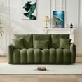 thumbnail image 3 of FFZ 78 inch Premium Teddy Fabric Sofa with 3 Back Pillows and Cushions, Solid Wood Frame, Army Green, 3 of 14