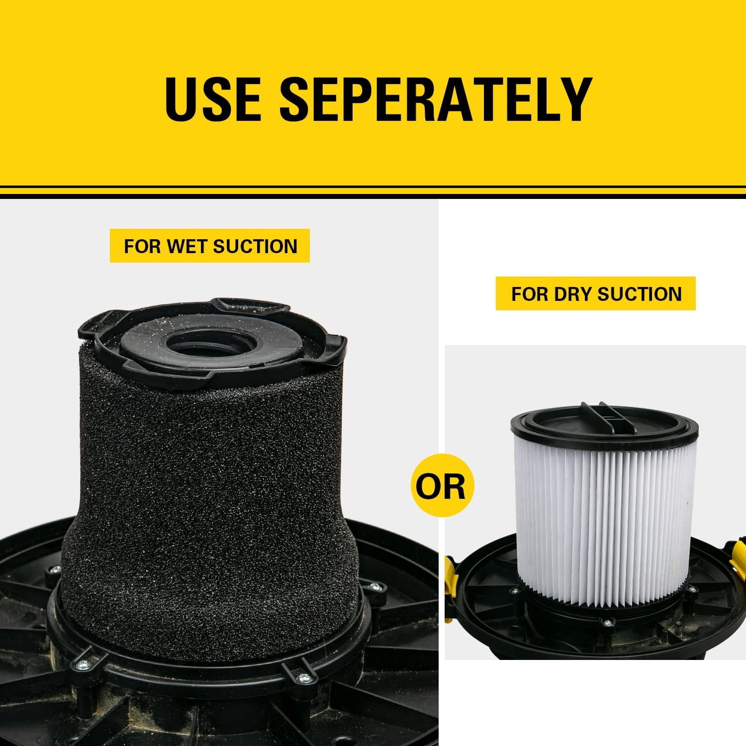 3-Pack DXVA19-1600 Foam Filter,Compatible with DEWALT Wet & Dry Vacuums 6-16 Gallon DXV06P DXVC6910 DXV09P DXV10P DXV10PL DXV10SA DXV12P DXV14P DXV16P, Washable Reusable High Efficiency.
