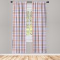 thumbnail image 2 of Ambesonne Plaid 4-Panel Curtains, Soft Stripes in Check Pattern, 56"x84", Lavender and Burnt Sienna, 2 of 4
