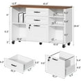 thumbnail image 3 of Semoic 3 Drawer Wood Lateral File Cabinet with Lock, Rolling Mobile Filing Cabinet with Open Storage Shelves, Printer Stand Office Storage Cabinet for Home Office Fits Files Legal/A4 Size, White, 3 of 18