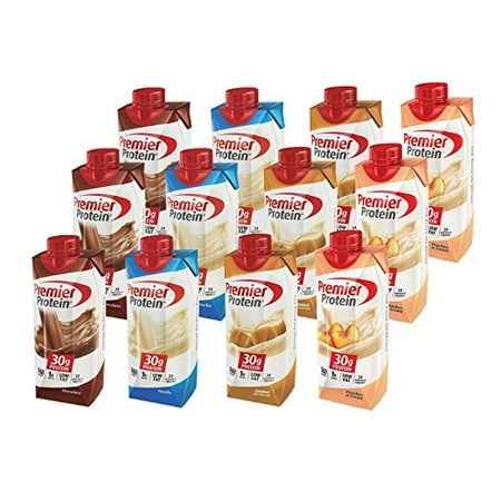 Protein Shake Whipped Vanilla Cream - Premier Protein High Protein Shakes - 3 Chocolate, 3 Vanilla, 3 Caramel, 3 Peaches & Cream (11 fl. oz., 12 pack)