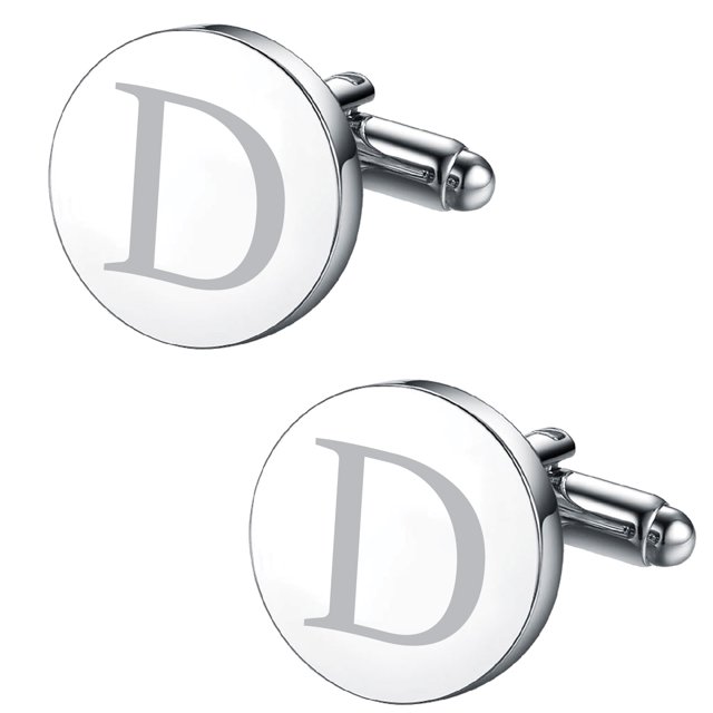 BodyJ4You 2PC Cufflinks Engraved Personalized Initials Letter D Formal Button Shirt Gift Box Set