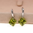 thumbnail image 3 of Uloveido Platinum Plated Cushion Cut Square Cubic Zirconia Dangle Earrings Crystal Drop Earrings Party Jewelry for Women WE030 (Green), 3 of 7