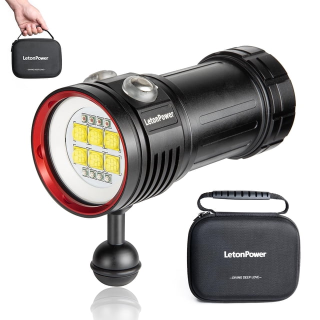Linterna de buceo LetonPower L24 de 12000 lúmenes, 100 m, resistente al agua