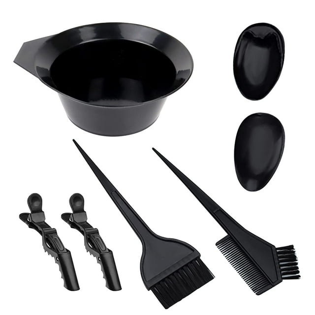 1st Choice Juego de pinceles y cuencos para tinte de cabello, kit de cuencos para mezclar, peine de tinte para tinte de cabello, aplicador de coloración (2 cepillos+tazón para mezclar+orejeras+ 2 clip