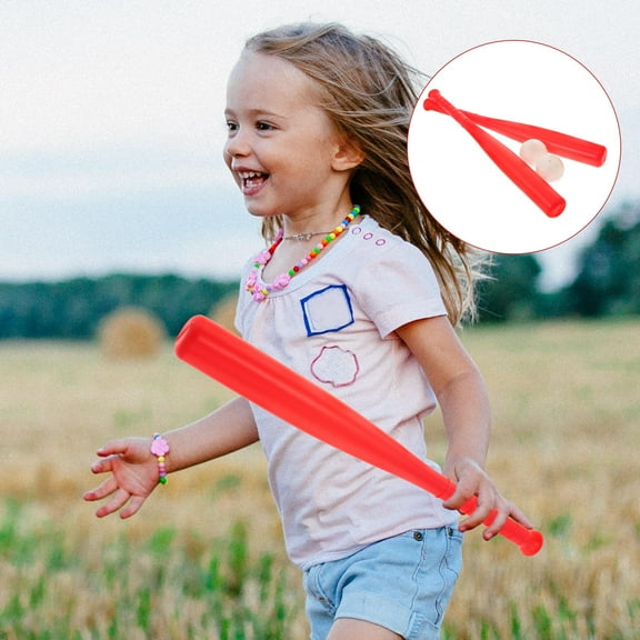OFFIGAM Red Baseball Toy Bat Set for Kids - Includes 2 Baseball Bats for Outdoor Play and