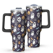 Dark Halloween Pattern Tumbler with Handle and Lid,40oz Double Wall Vacuum Insulated Tumbler,Cups Gift for Women and Men