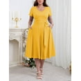thumbnail image 4 of FOLUNSI Women's Plus size Dresses Casual V-Neck Midi Dress Wedding Guest Dress with Pockets Yellow-2XL, 4 of 9