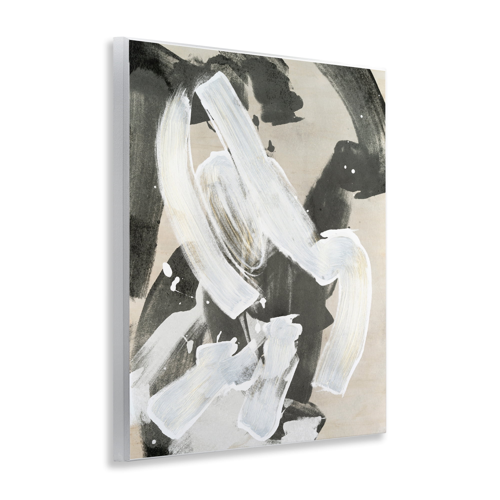 Stupell Industries Chaotic White Paint Streak Abstract Painting Unframed Art Print Wall Art, 11 x 14