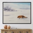 thumbnail image 2 of Designart 'Red Fox Running In White Snow in Countryside I' Farmhouse Framed Canvas Wall Art Print, 2 of 5