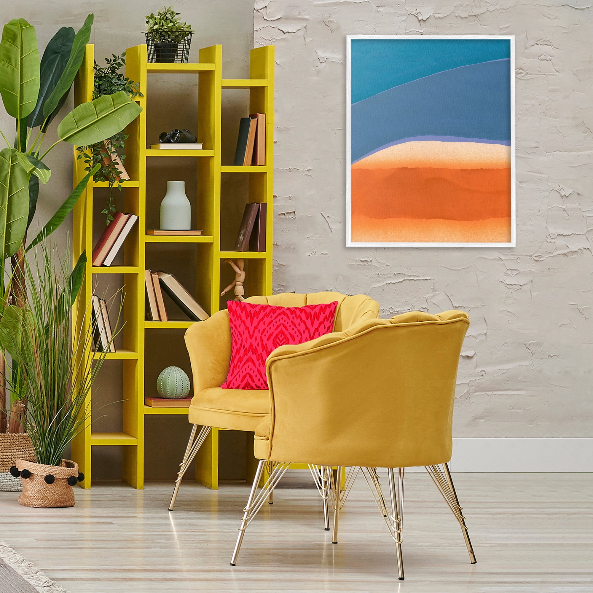 Stupell Industries Modern Desert Sunrise Abstract Painting White Framed Art Print Wall Art, 24 x 30