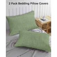 thumbnail image 3 of Vintage Forest Green Pillow Covers Queen Size 2 Pack, Farmhouse Retro Solid Color Linen Texture Soft Bed Throw Pillowcases Breathable Cooling Long Lumbar Body Pillow Sham Cover for Bed Sofa 20''x30'', 3 of 7