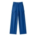 thumbnail image 6 of TEAJOPSUU Women's 2 Piece Linen Cotton Outfits Sets V Neck Button Vintage Vests Cargo Wide Leg Palazzo Pants with Pockets Matching Solid Sets Blue, 6 of 9