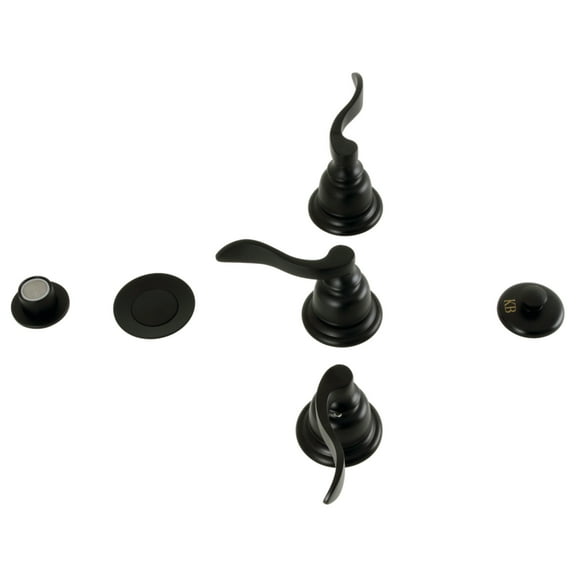 Kingston Brass KB320NFL NuWave French Three-Handle Bidet Faucet with Brass Pop-Up, Matte Black