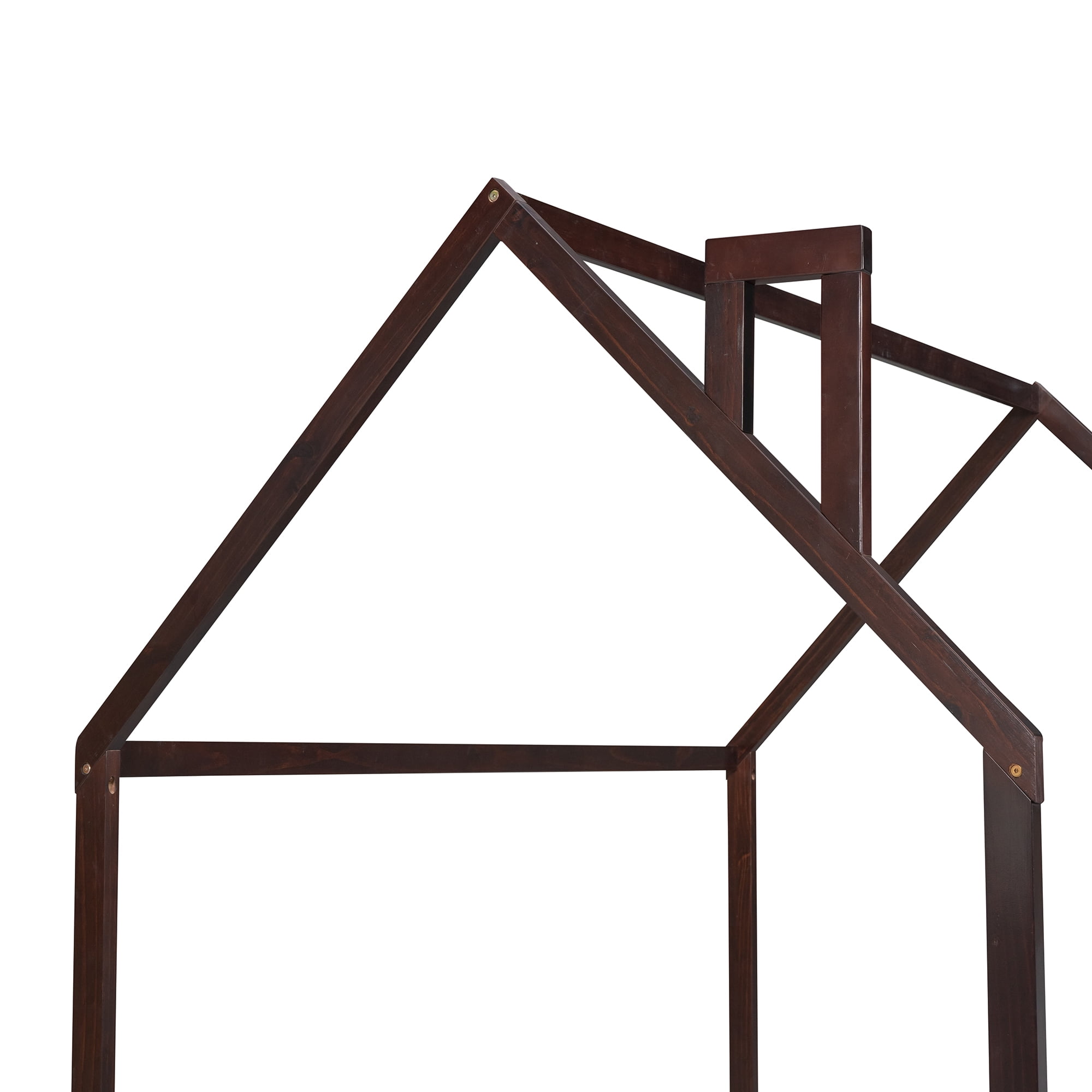 Aukfa House Bed for Kids Teen, Wood Bed Frame with Fence, Full Size Bed, Espresso