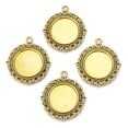thumbnail image 2 of Tibetan style Alloy Pendant Cabochon Settings Flat Round Cadmium Free & Lead Free Antique Golden Tray: 20mm 35.5x32x2mm Hole: 2.5mm about 230pcs/1000g, 2 of 3