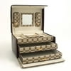 Leather & Brown Checkered Multi-level Travel Jewelry Box - 8W x 5H in.
