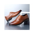 thumbnail image 5 of Harsuny Mens Wedding Glossy Oxford Shoe Smooth Classic Dress Shoes Party Nonslip Low Top Brown Sandals 42, 5 of 9