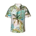 thumbnail image 2 of Goofa Watercolor Palm Tree Hawaiian Shirt for Men, Unisex Summer Beach Casual Short Sleeve Button Down Shirts,Aloha Tropical Floral print shirt-Small, 2 of 9