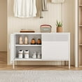 thumbnail image 4 of Elegant Metal Locker Storage Cabinet, 2 Door Metal Accent Cabinet,2 Tier Low Metal Cabinet with Doors and Shelf  for Home and Office,White, 4 of 7